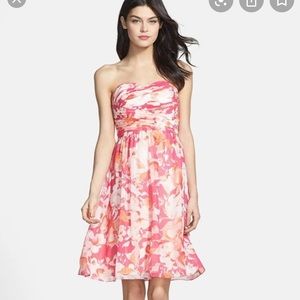 Donna Morgan Strapless Pink Floral size 2 dress